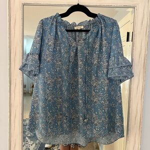 Blue floral blouse